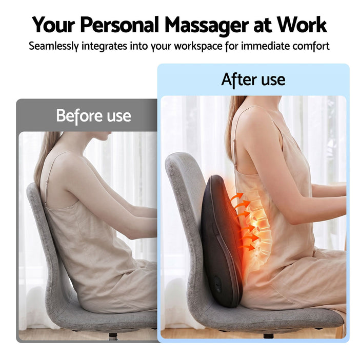 Livemor Back Massager with Heat, Cordless Electric Neck & Shoulder Massager Pillow, 3-Speed Deep Tissue Kneading for Lumbar, Thigh & Calf, Portable Muscle Relief for Home & Office Use