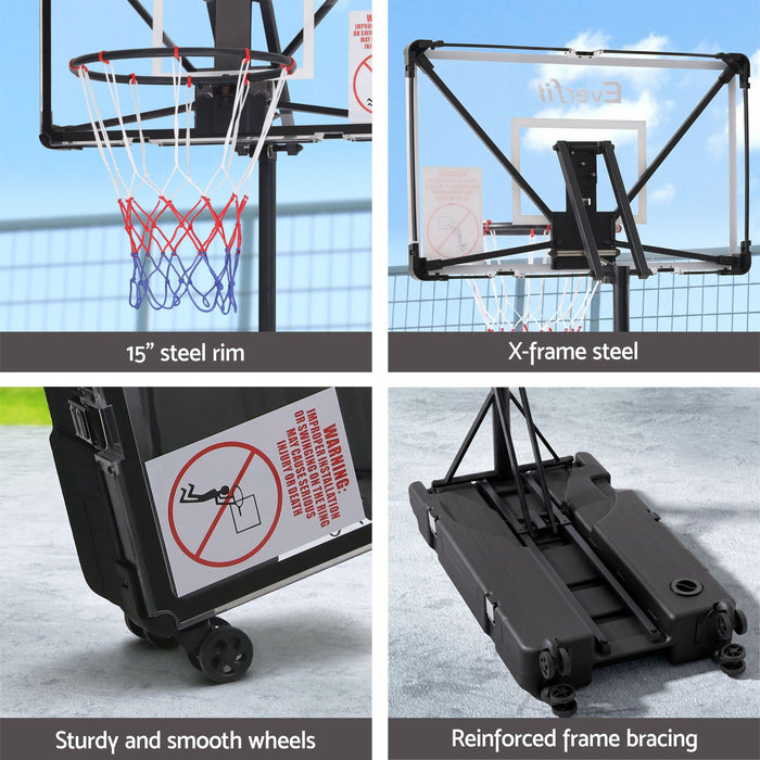 Everfit Foldable Portable Basketball Hoop System Adjustable Full Stand 2.07m