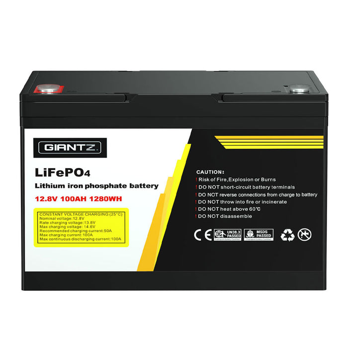 Giantz 12V 100Ah Lithium Battery LiFePO4 Deep Cycle Box Solar Caravan Camping