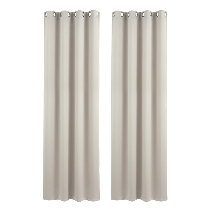 Artiss Blockout Curtains 2X 132x213cm Thermal Insulated Eyelet Drapes Beige