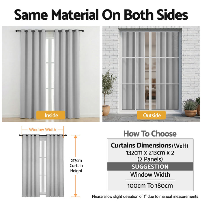 Artiss Blockout Curtains 2X 132x213cm Thermal Insulated Eyelet Drapes Grey