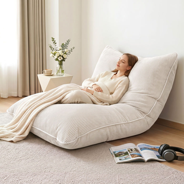 Artiss 3 in 1 Bean Bag Chair Cover (No Filler) Convertible Bean Bag for Adults, Corduroy Stuffed Animal Storage Bean Bag Cover Washable for Living Room Bedroom, Beige