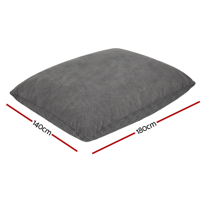 Artiss 3 in 1 Bean Bag Chair Cover (No Filler) Convertible Bean Bag for Adults, Corduroy Stuffed Animal Storage Bean Bag Cover Washable for Living Room Bedroom, Grey