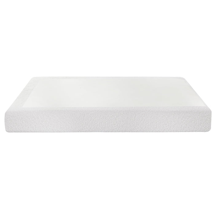 Artiss Compression Bed Frame Double Size No Assembly Vacuum High Density Sponge Boucle Cream White