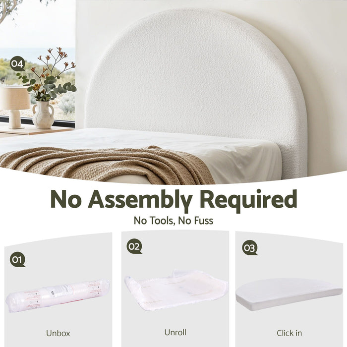 Artiss Queen Size Headboard for Bed Frame Boucle Fabric No-Assembly Vacuum Compressed Soft Backrest with Removable Washable Cover 171cm Wide