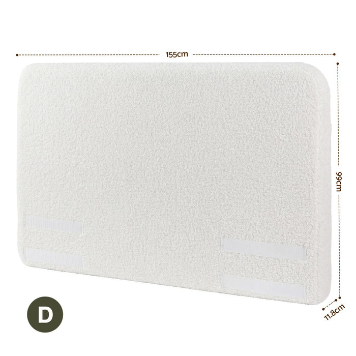 Artiss Double Headboard for Bed Frame Boucle Fabric No-Assembly Vacuum Compressed Soft Backrest with Removable Washable Cover 155cm Wide