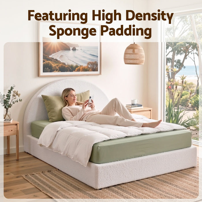 Artiss Double Bed Frame Boucle Fabric Vacuum Compressed Beds Removable Washable Cover No-Assembly
