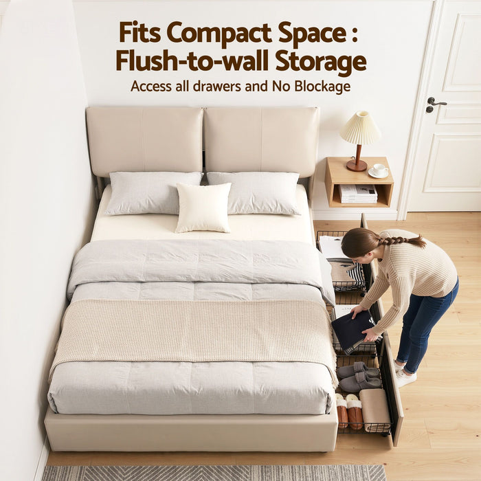 Artiss Queen Bed Frame Gas Lift Storage 3 Drawers Adjustable Headboard Platform Base