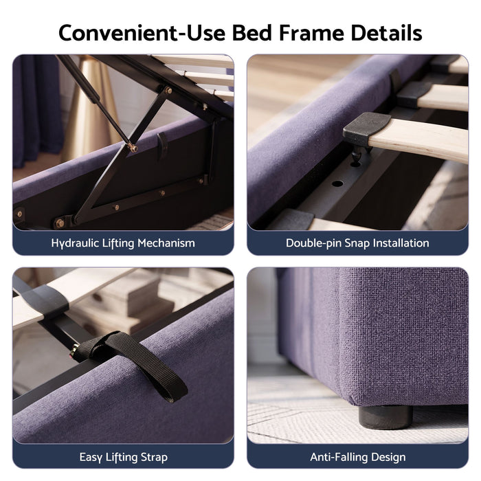 Artiss King Bed Frame with Lift Up Storage and USB Ports Grey