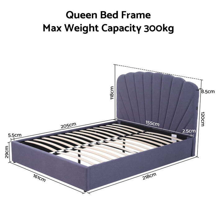 Artiss Queen Bed Frame with Lift Up Storage and USB Ports Grey