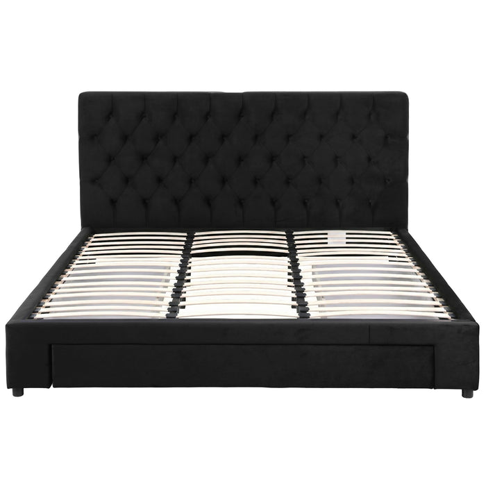Artiss King Bed Frame Storage Charging Station Upholstered 3 Drawers USB Type-C