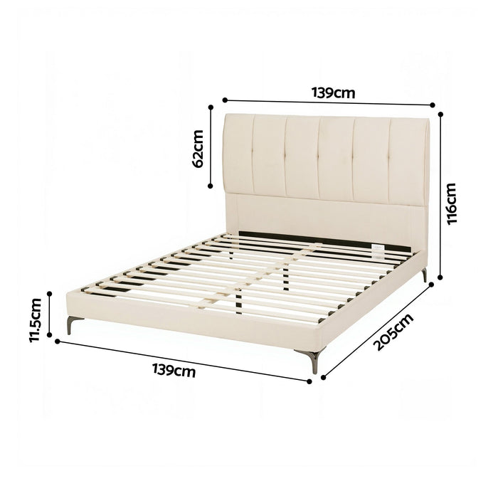 Artiss Double Bed Frame Upholstered Platform Bed with Tufted Headboard 300kg Support