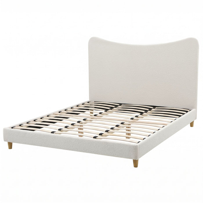 Artiss King Bed Frame with Boucle Headboard, Beige, 300kg Capacity