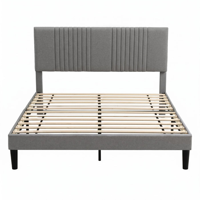 Artiss Double Bed Frame with Adjustable Headboard, Grey, 300kg Capacity