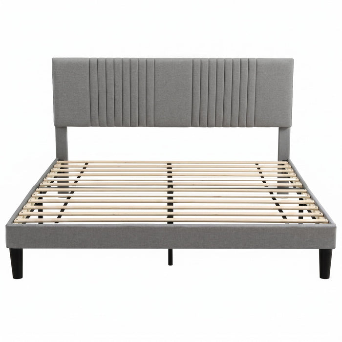 Artiss King Bed Frame with Adjustable Headboard, Grey, 300kg Capacity