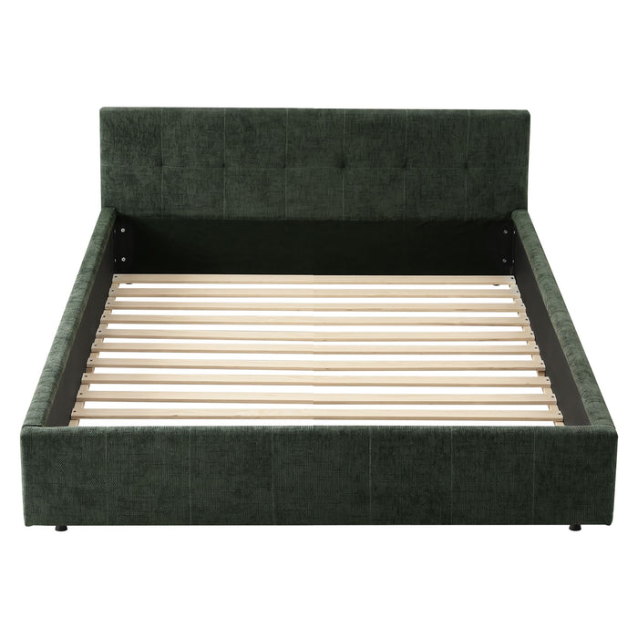 Artiss Double Bed Frame Chenille Heavy Duty Platform Base Green 300kg Support No Box Spring Needed