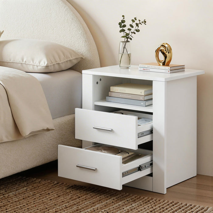Artiss Queen Bed Frame with Storage and Bedside Table Set Boucle Fabric Gas Lift Bed Base 2-Drawer Nightstand