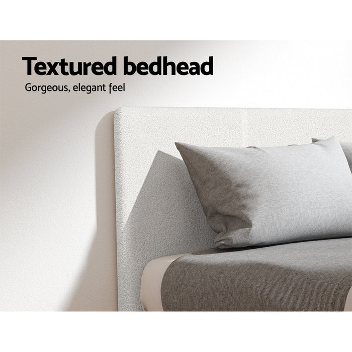 Artiss Double Bed Frame and BedStory Hybrid Mattress Bundle with Headboard White