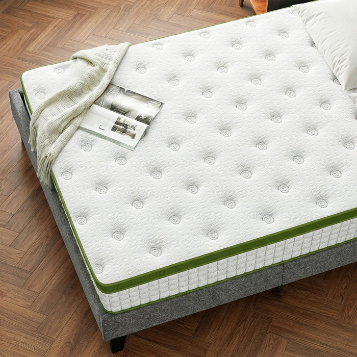 Artiss BedStory Single Bed Frame and Mattress Set, 30cm Hybrid Cooling Gel Mattress with Grey Upholstered Wooden Platform Base, Modern Bedroom Furniture Bundle
