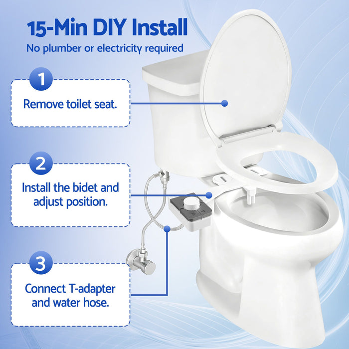 Cefito Non-Electric Ultra-Slim Bidet Attachment Detachable Bidet with Dual Nozzle Frontal & Rear Wash Adjustable Water Pressure Cold Water Toilet Bide