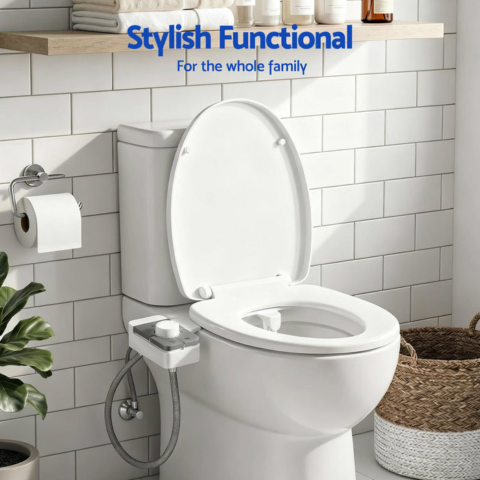 Cefito Non-Electric Ultra-Slim Bidet Attachment Detachable Bidet with Dual Nozzle Frontal & Rear Wash Adjustable Water Pressure Cold Water Toilet Bide