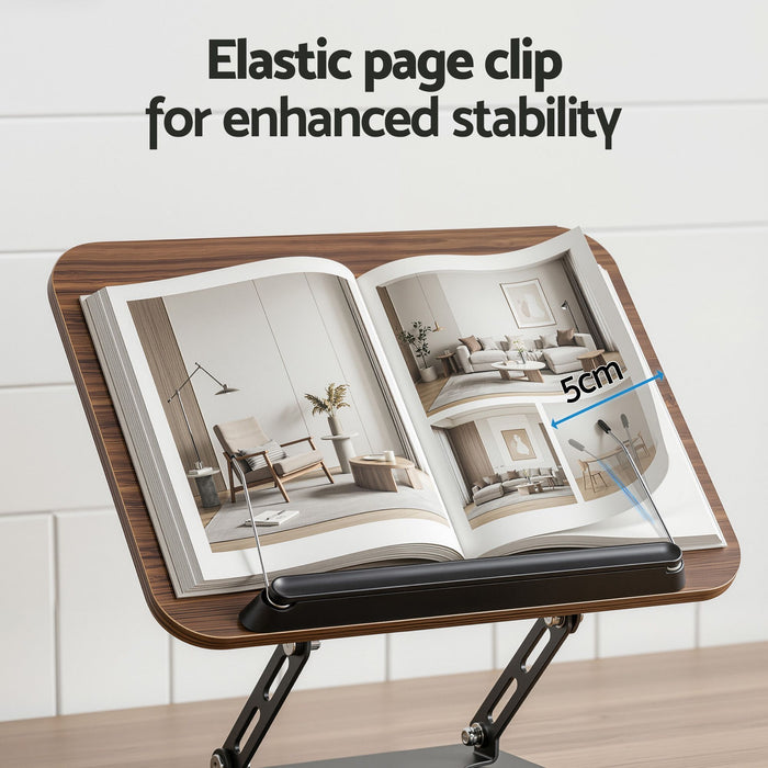 Artiss Book Stand Adjustable Book Holder Foldable Reading Rest Rack with 360 Degree Rotating Base and Page Clip