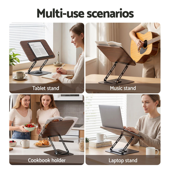 Artiss Book Stand Adjustable Book Holder Foldable Reading Rest Rack with 360 Degree Rotating Base and Page Clip