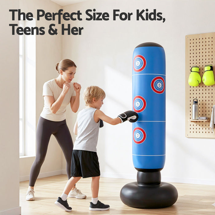 Everfit Freestanding Punching Bag Boxing Stand Inflatable Fitness 164cm Blue