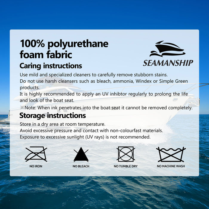 Seamanship 2X Folding Boat Seats with 2X Adjustable Pedestals 55–75cm Marine Swivel Low Back 13cm Padding White Blue
