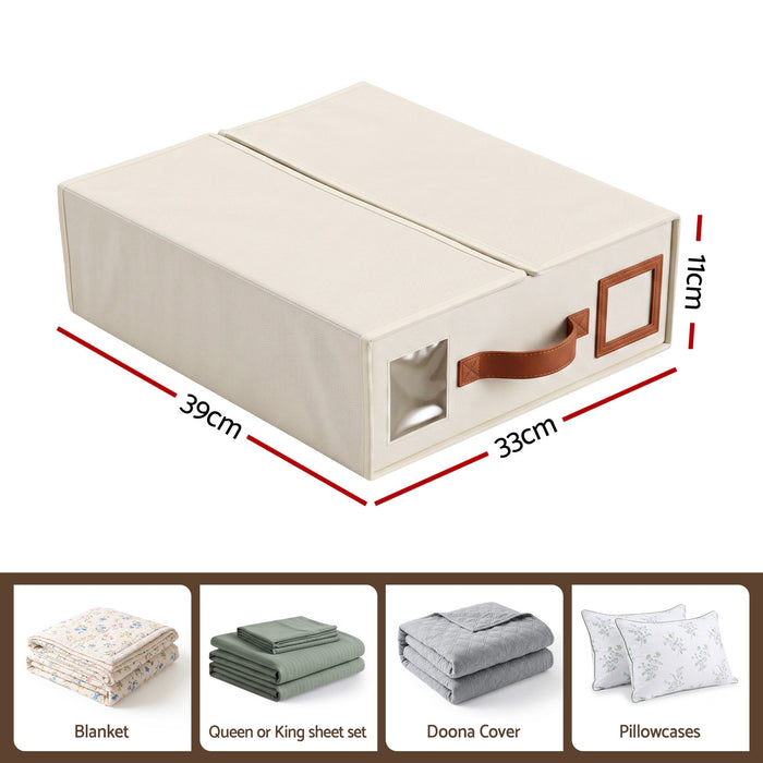 Artiss Bed Sheet Organisers Box 8Pcs Storage King Size Bedding Foldable Beige