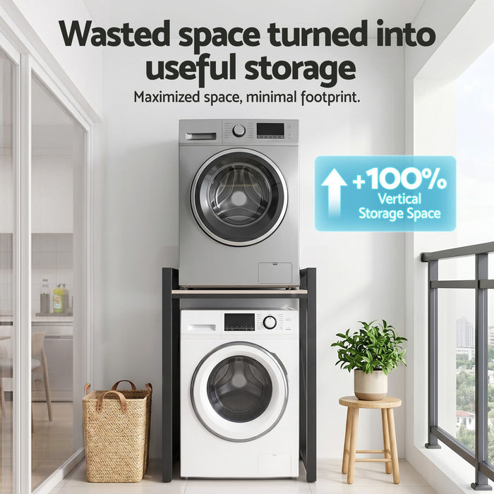 Artiss Over Washing Machine Rack Laundry Shelf Space Saver 75cm Black