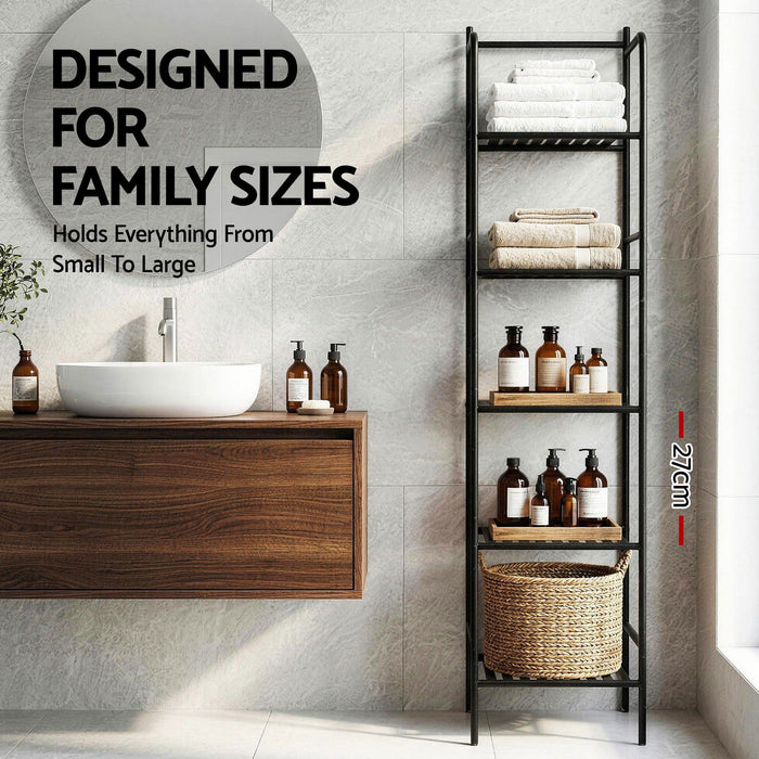 Artiss 2X Floor Standing Corner Shower Caddy 5 Tier Bathroom Organizer Black