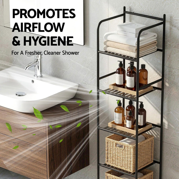 Artiss 2X Floor Standing Corner Shower Caddy 5 Tier Bathroom Organizer Black