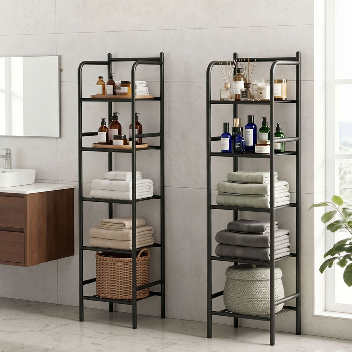 Artiss 2X Floor Standing Corner Shower Caddy 5 Tier Bathroom Organizer Black