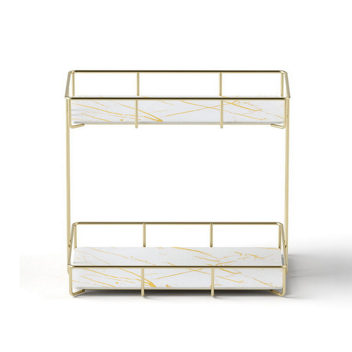 Artiss 2X Bathroom Storage Rack 2 Tier Corner Organiser Gold Marble Look