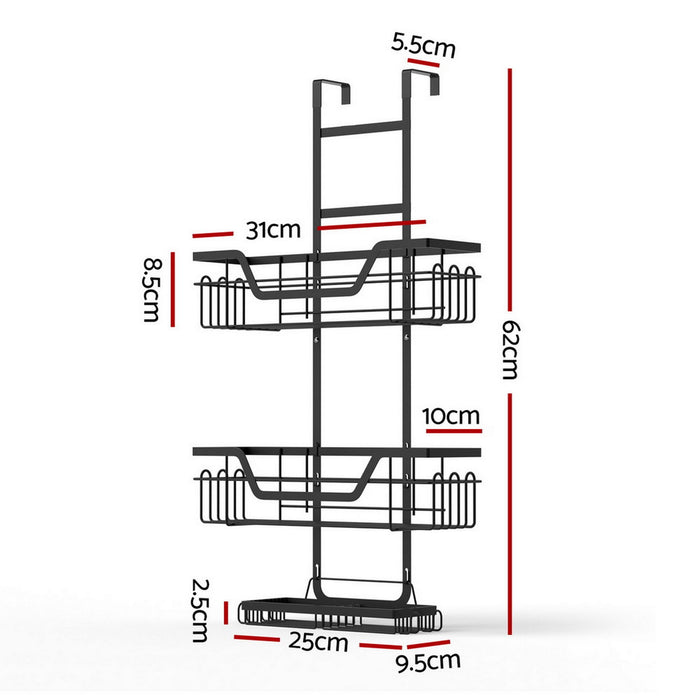 Artiss 2X 3 Tier Over The Door Shower Caddy Hanging Bathroom Storage Organizer