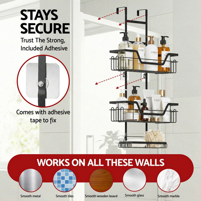 Artiss 2X 3 Tier Over The Door Shower Caddy Hanging Bathroom Storage Organizer