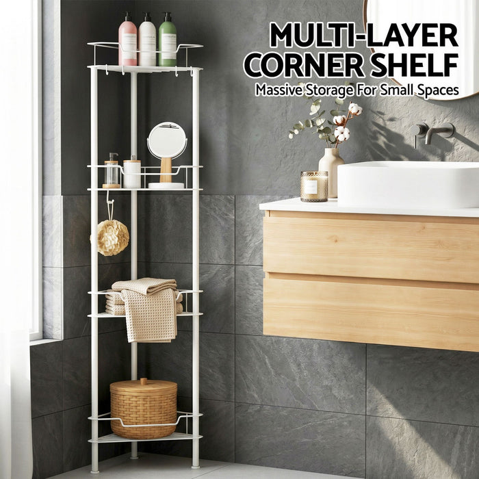Artiss 4 Tier Floor Standing Corner Shower Caddy Bathroom Organizer White