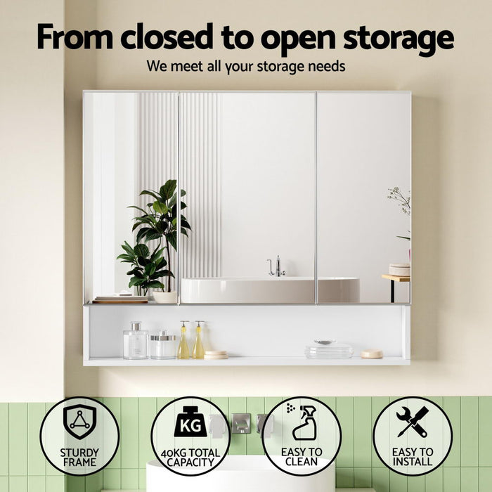 Cefito Bathroom Mirror Cabinet Medicine Adjustable Shelves Wall Hung 900x750mm White