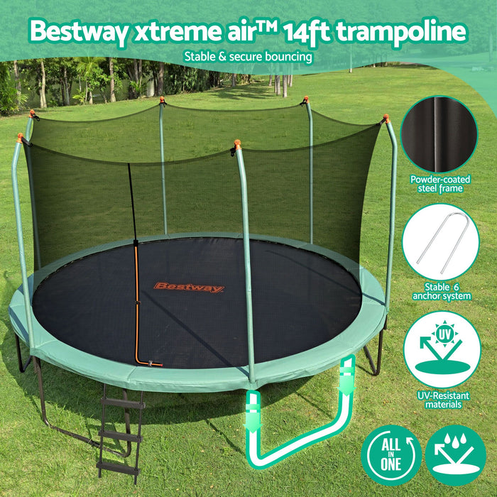 Bestway 14ft Trampoline Kids Rebounder Safety Net Enclosure Outdoor Fitness 4.27m for Ages 6+