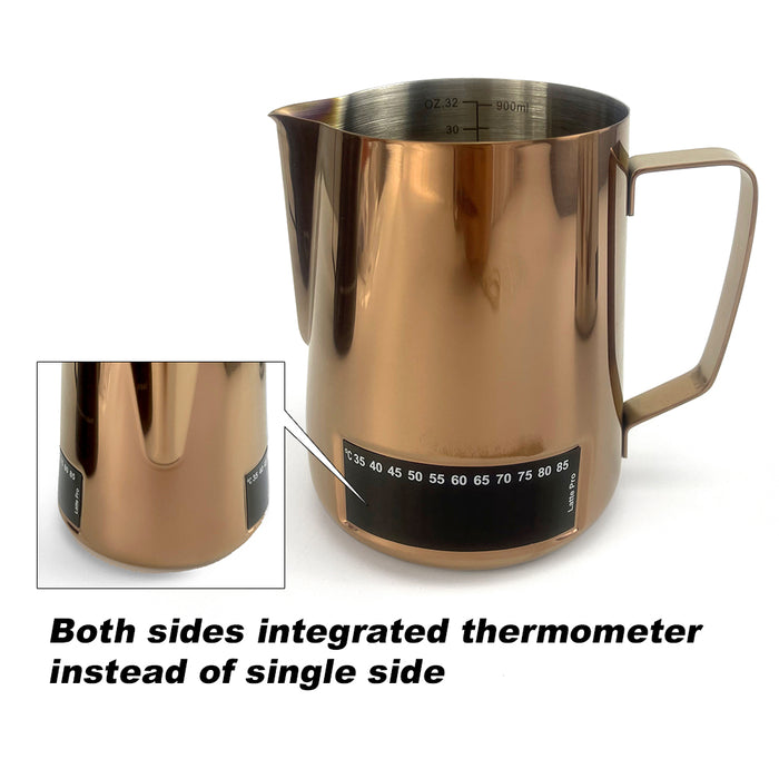 Latte Stainless Steel Pro Milk Frothing Pitcher Jug With Integrated Double side Large liquid crystal temperature display 4 Colors