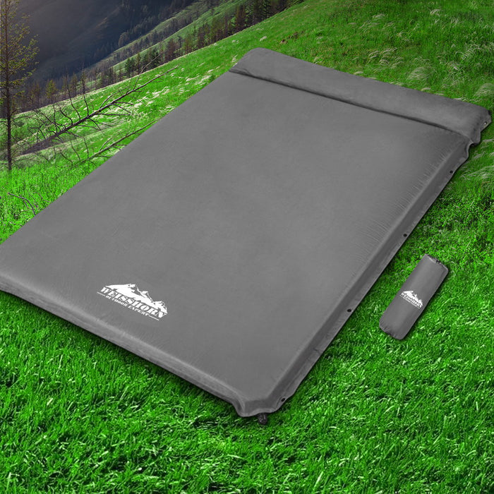 Double Self Inflating Mattress Weisshorn Air Bed Camping Hiking Mat- Grey