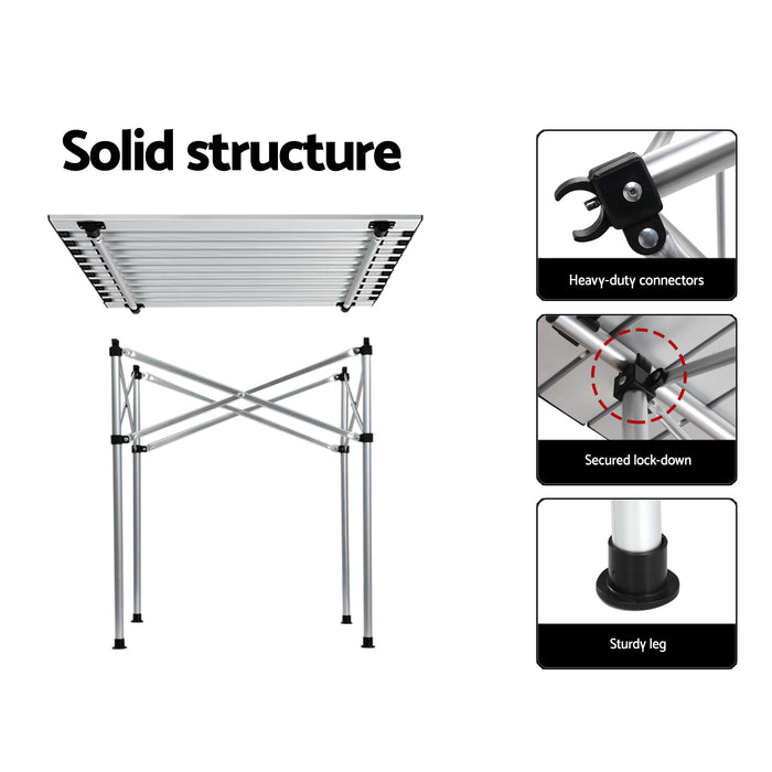 Weisshorn 3pc Camping Table Chair Set Outdoor Folding Aluminium Portable Picnic