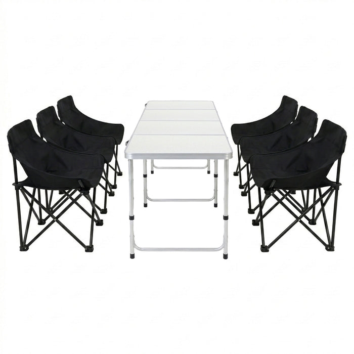 Weisshorn 7pc Camping Table Chair Set Outdoor Folding Aluminium Portable Picnic