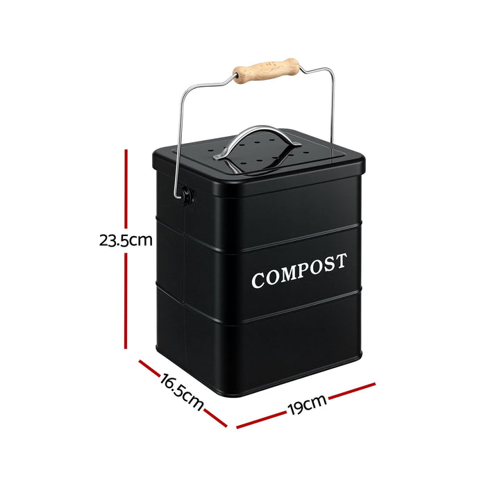 Gardeon 5L Compost Bin Kitchen Countertop Food Waste Caddy Black
