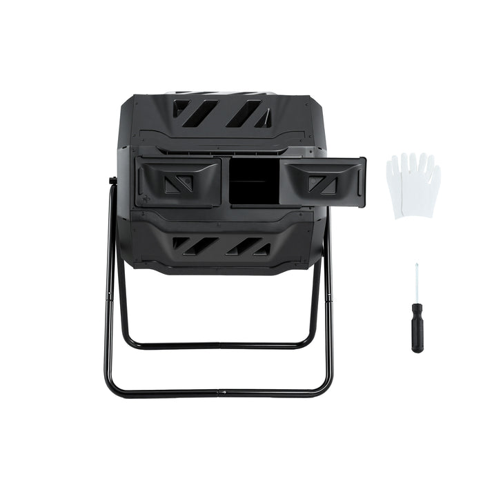 Gardeon Compost Bin Dual-Chamber 160L Composter Tumbler Rotating Garden Recycle Food Waste