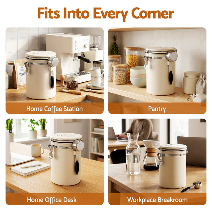 5-Star Chef 1.8L Stainless Steel Coffee Bean Storage Container Coffee Canister