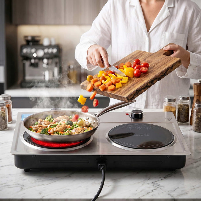 Devanti 2 Hobs Ceramic Cooktop Electric Hot Plate Infrared Knob Control 2400W