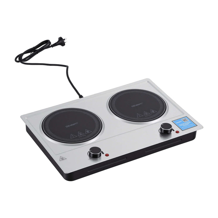 Devanti 2 Hobs Ceramic Cooktop Electric Hot Plate Infrared Knob Control 2400W