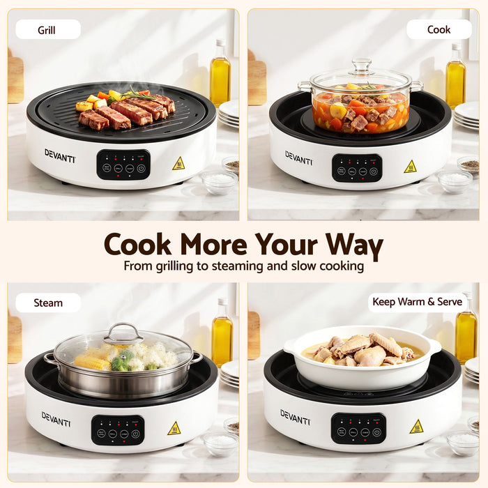Devanti Ceramic Cooktop Electric Hot Plate Countertop Grill Cooker White